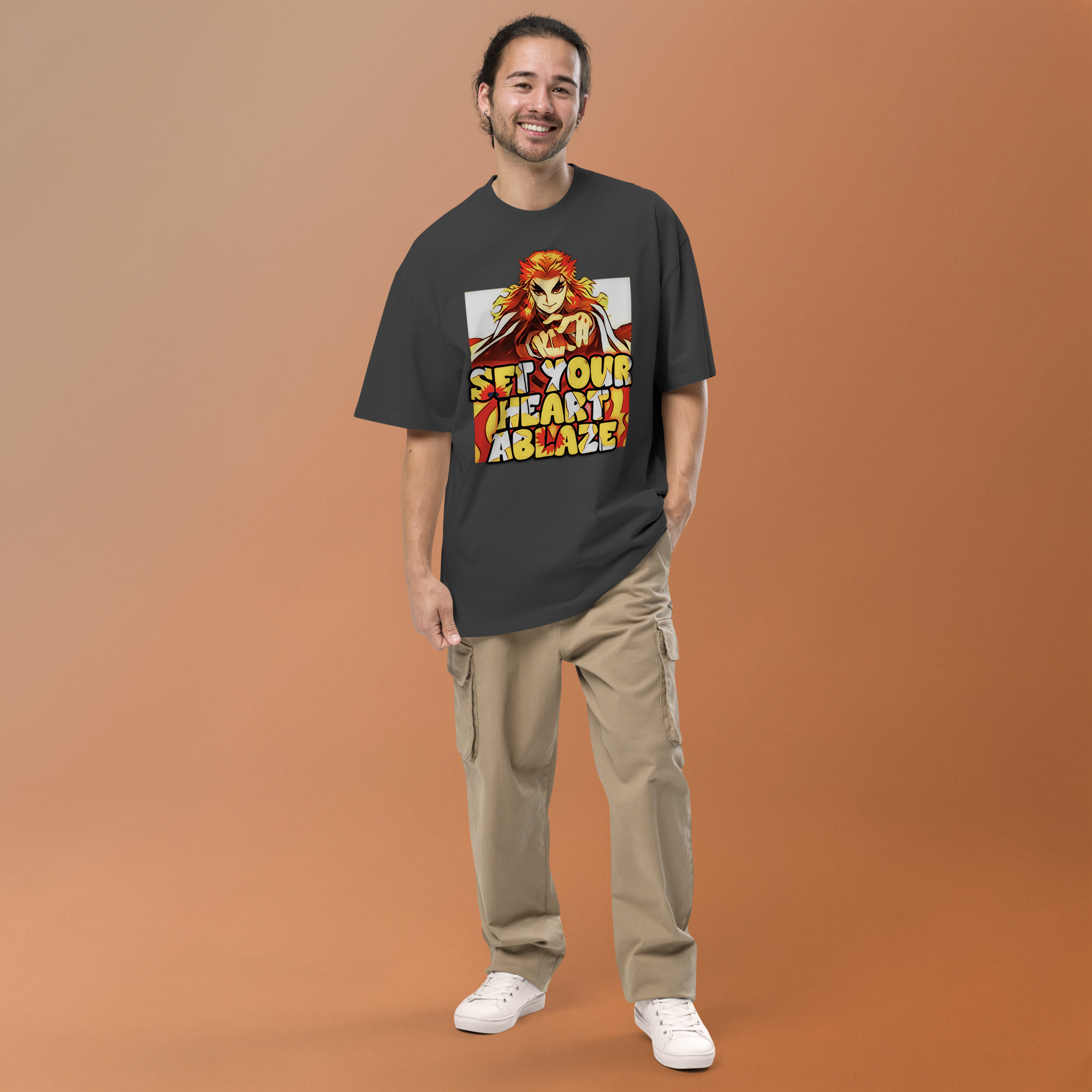 Kyojuro Rengoku "Set Your Heart Ablaze" Motivational Tee - Image 2